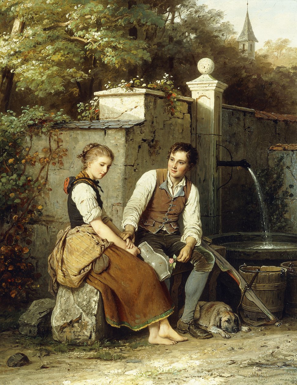 在井边，1872年 作者 来自不来梅的约翰·乔治·迈耶（Johann Georg Meyer）