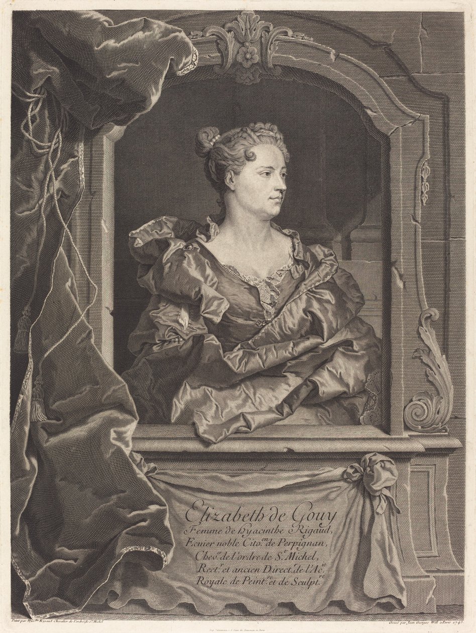 伊丽莎白-德-古伊（Elizabeth de Gouy），Hyacinthe Rigaud的妻子 作者 约翰·乔治·威尔 (Johann Georg Wille) 在 Hyacinthe Rigaud 之后