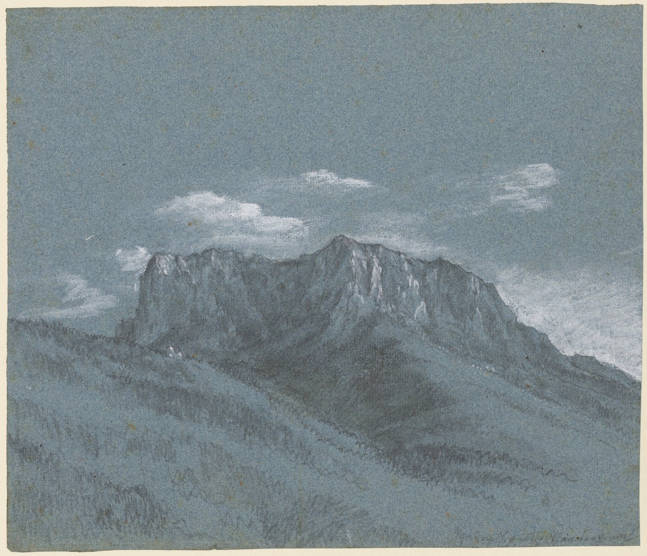 劳什伯格，约 1800 年（黑色粉笔、石墨和白色水粉画） 作者 马克西米利安·约翰·格奥尔格·冯·迪利斯