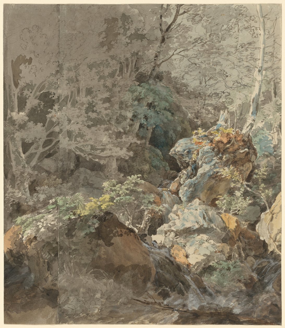 山林中的瀑布，1797年。 作者 马克西米利安·约翰·格奥尔格·冯·迪利斯