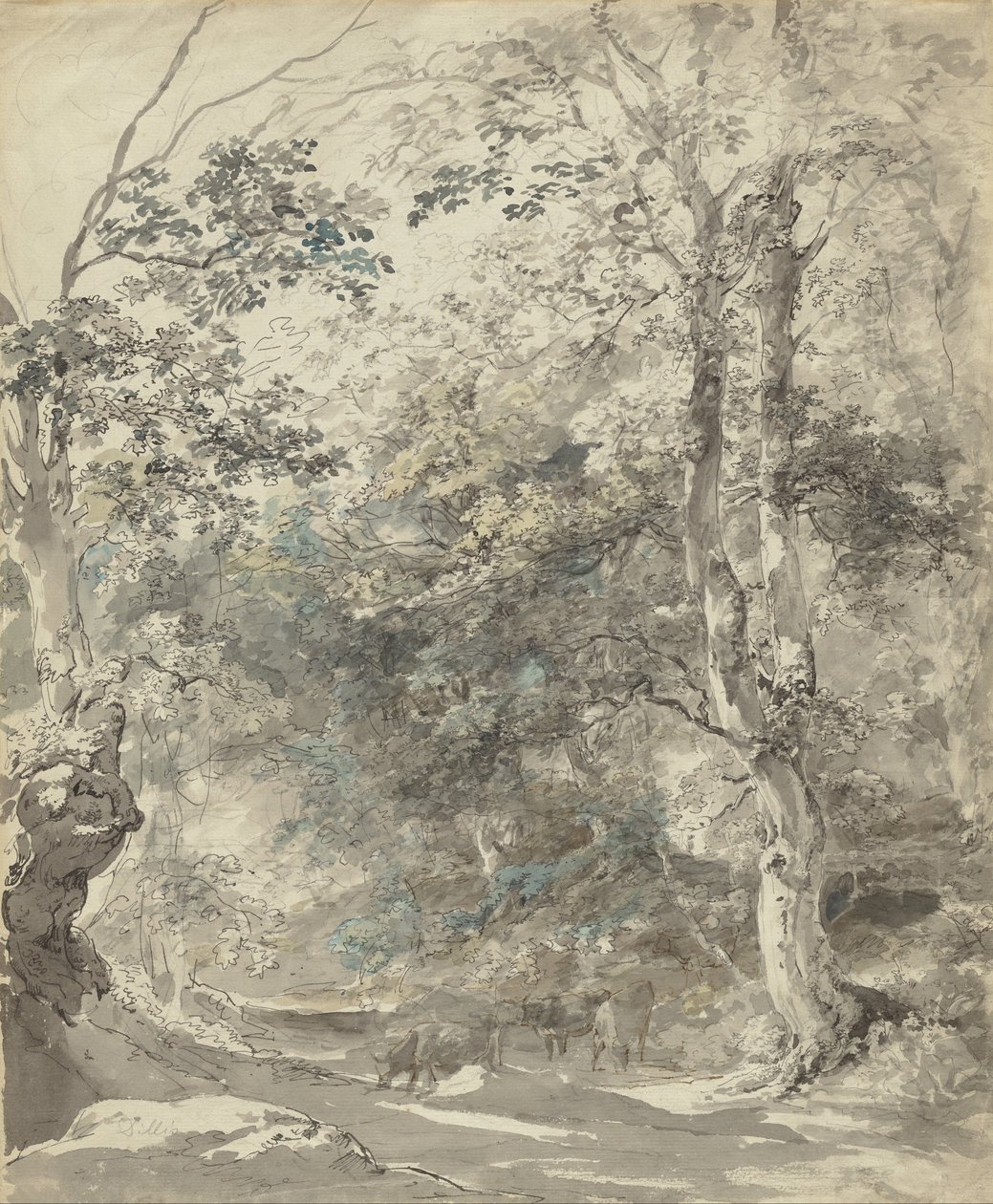 有奶牛的林间景观 作者 马克西米利安·约翰·格奥尔格·冯·迪利斯