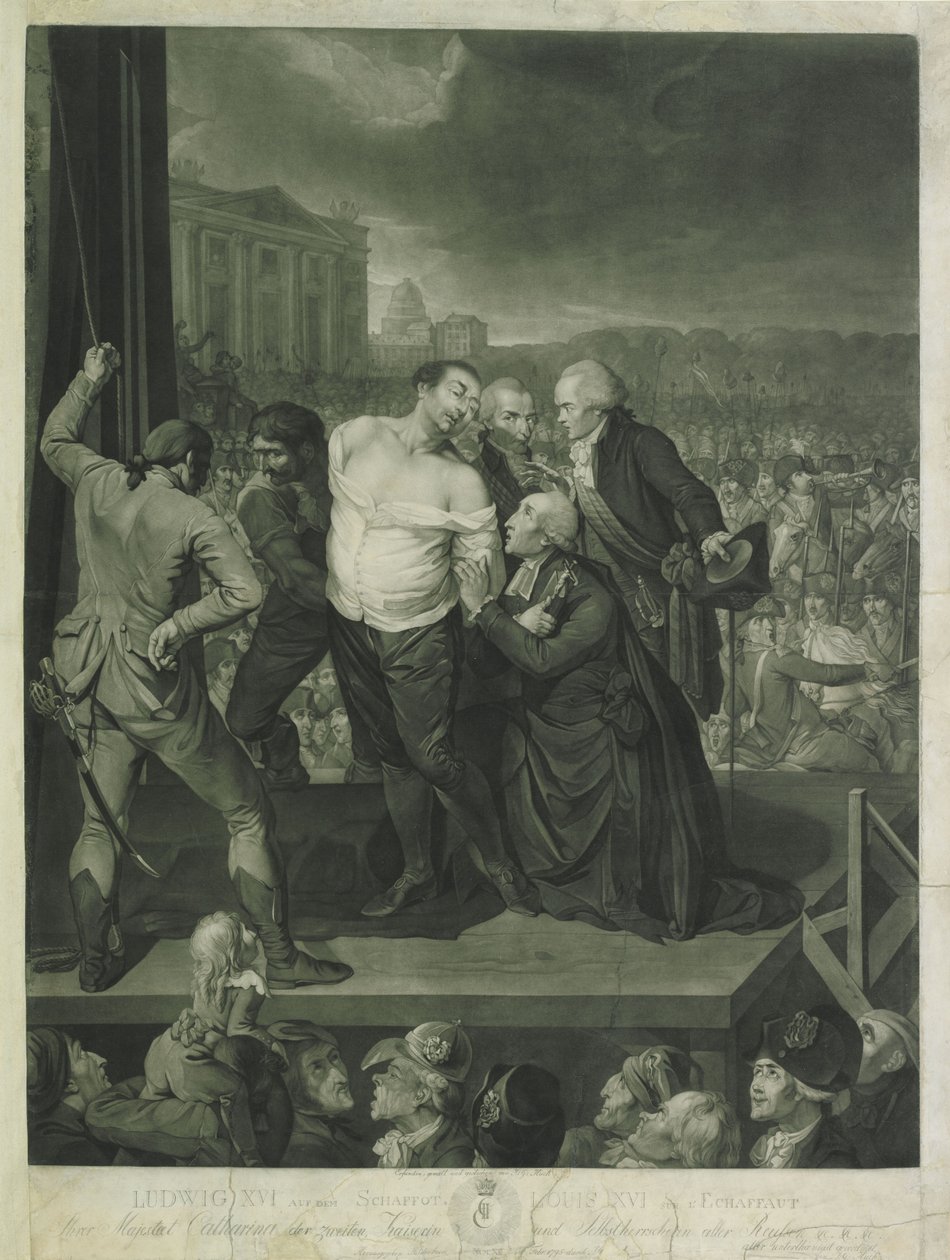 脚手架上的路易十六，1795年。 作者 约翰·格哈德·哈克（Johann Gerhard Huck）