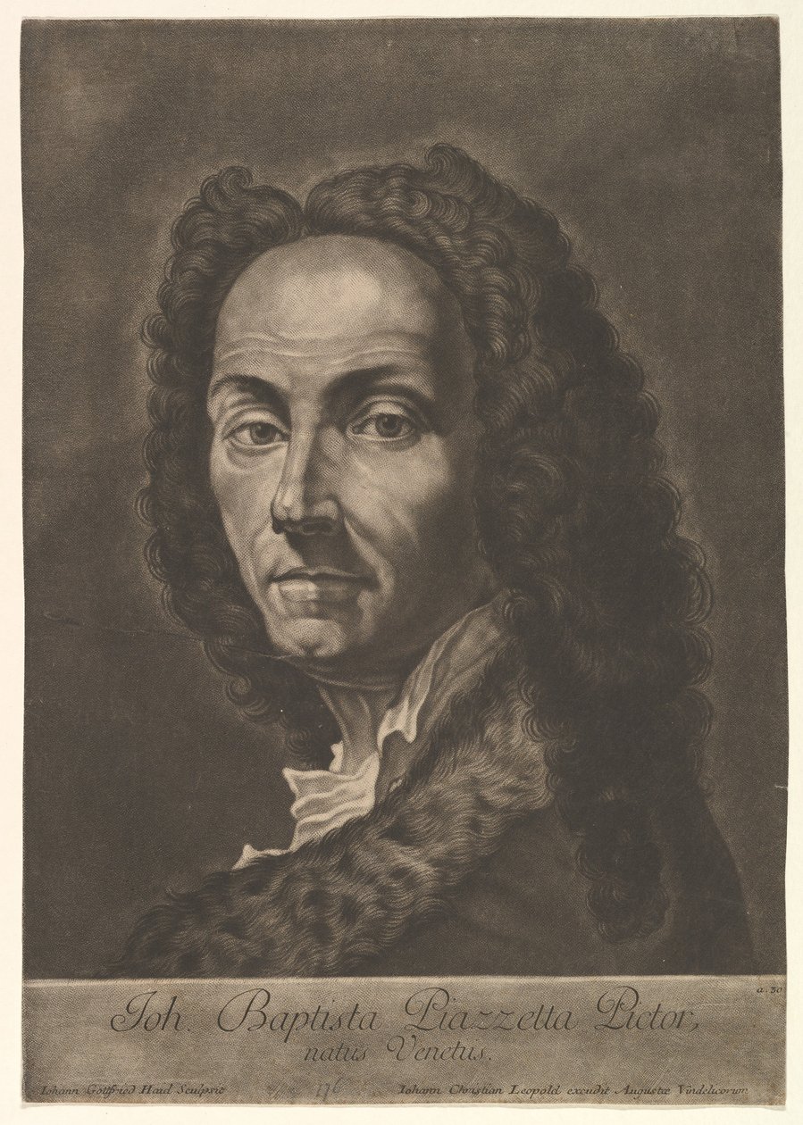 乔瓦尼·巴蒂斯塔·皮亚泽塔（Giovanni Battista Piazzetta）的肖像，十八世纪初。 作者 约翰·戈特弗里德·海德（Johann Gottfried Haid）