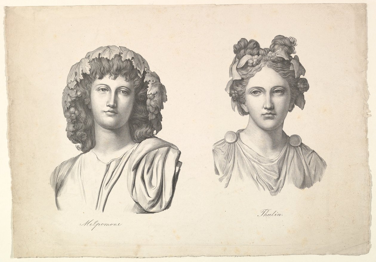 Melpomene和Thalia，1823-26年。 作者 约翰·格特弗里德·沙道（Johann Gottfried Schadow）