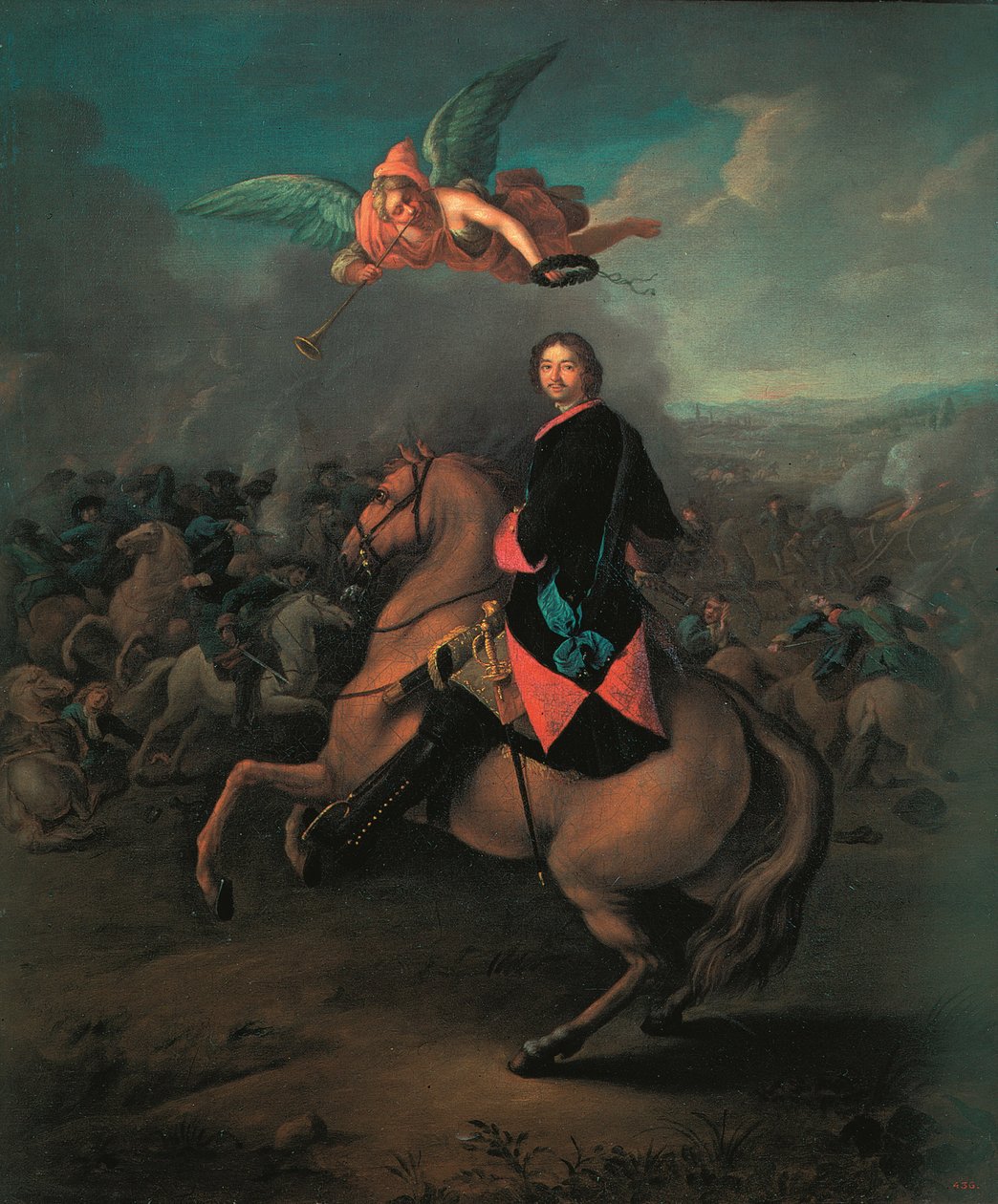 彼得一世在波尔塔瓦之战中，1710年代 作者 约翰·戈特弗里德·坦瑙尔