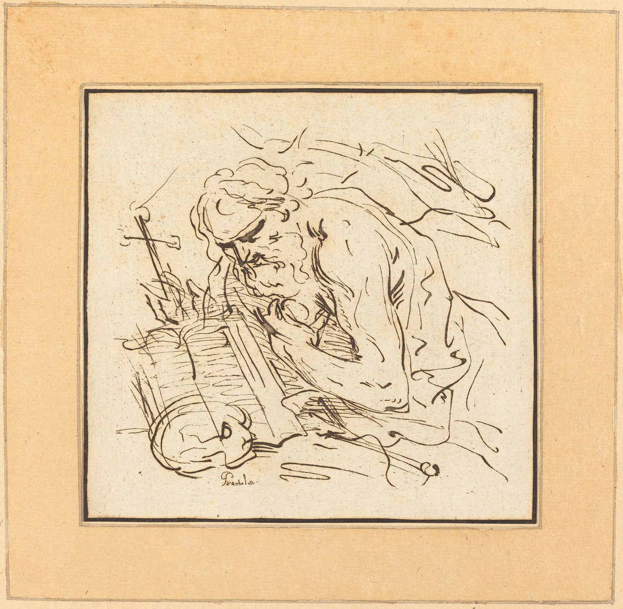 圣杰罗姆 作者 Johann Gottlieb Prestel 在 Domenichino 之后