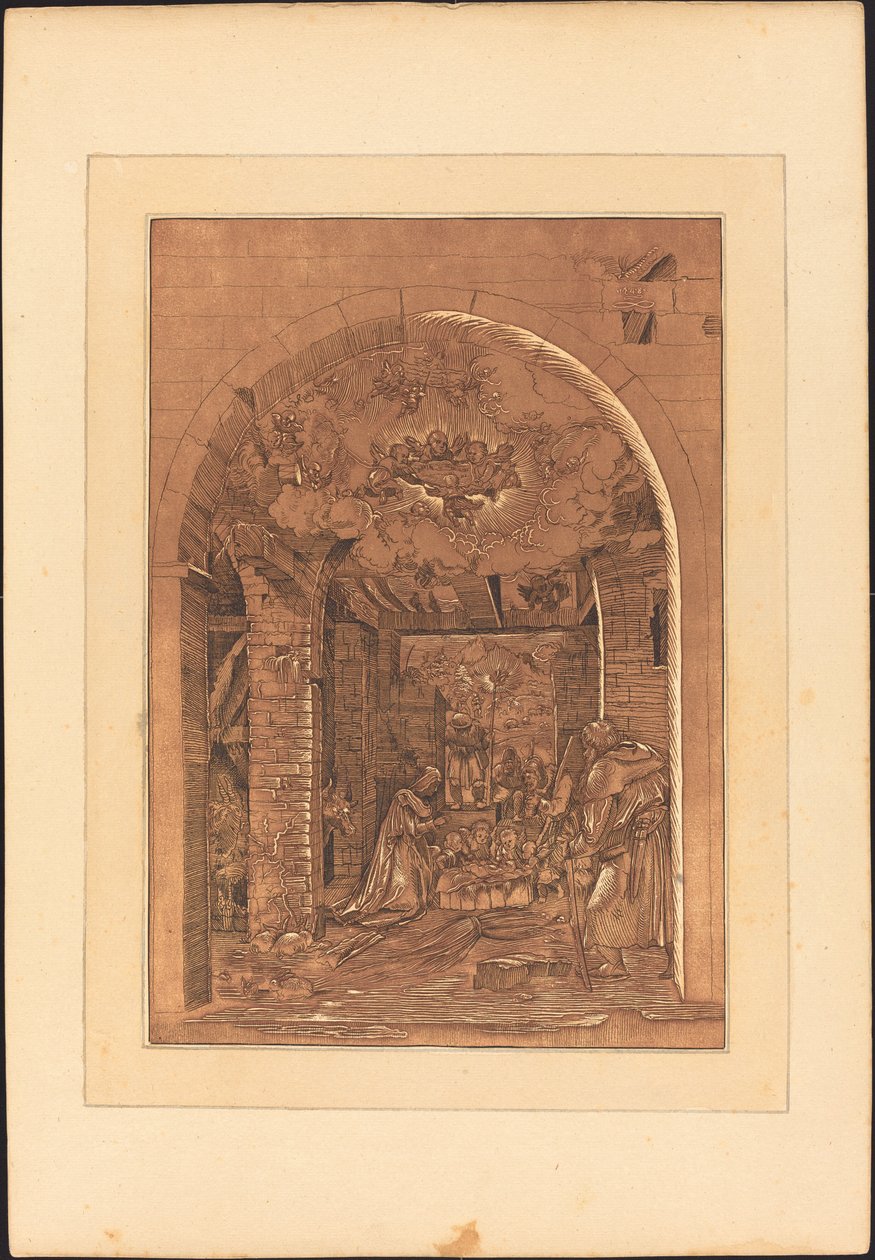 牧羊人的崇拜 作者 Johann Gottlieb Prestel 追随 16 世纪的德国艺术家