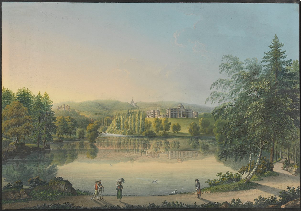 卡塞尔（Kassel）附近的威廉港城堡（WilhelmshöheCastle），约1820年。 作者 约翰·海因里希·布鲁勒