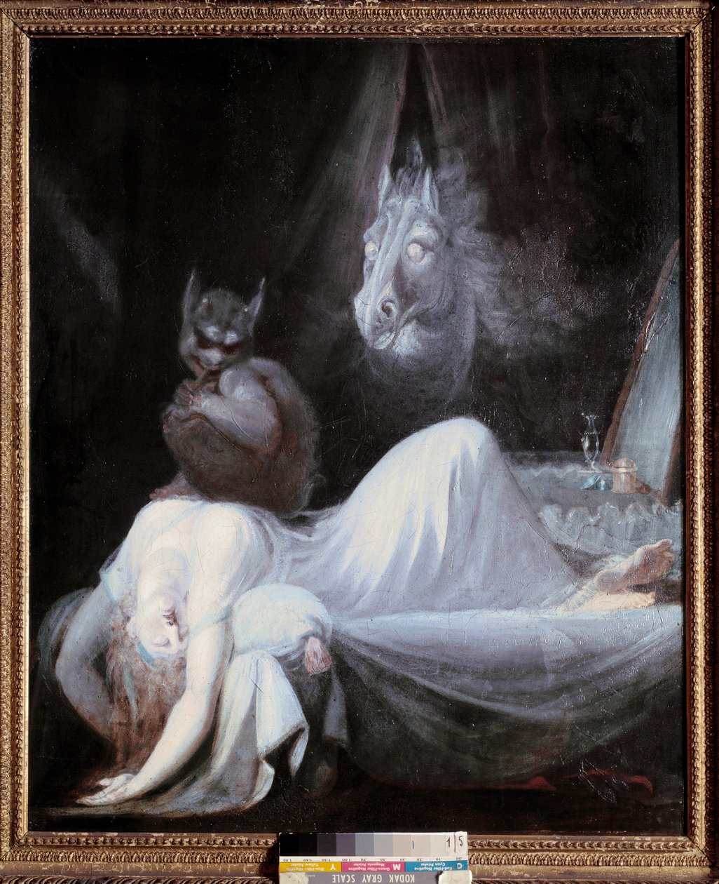 噩梦。 Johann Henrich Fussli (Fuseli) (1741 - 1825) 的画作，瑞士画派 作者 约翰·海因里希·弗斯利（Johann HeinrichFüssli）