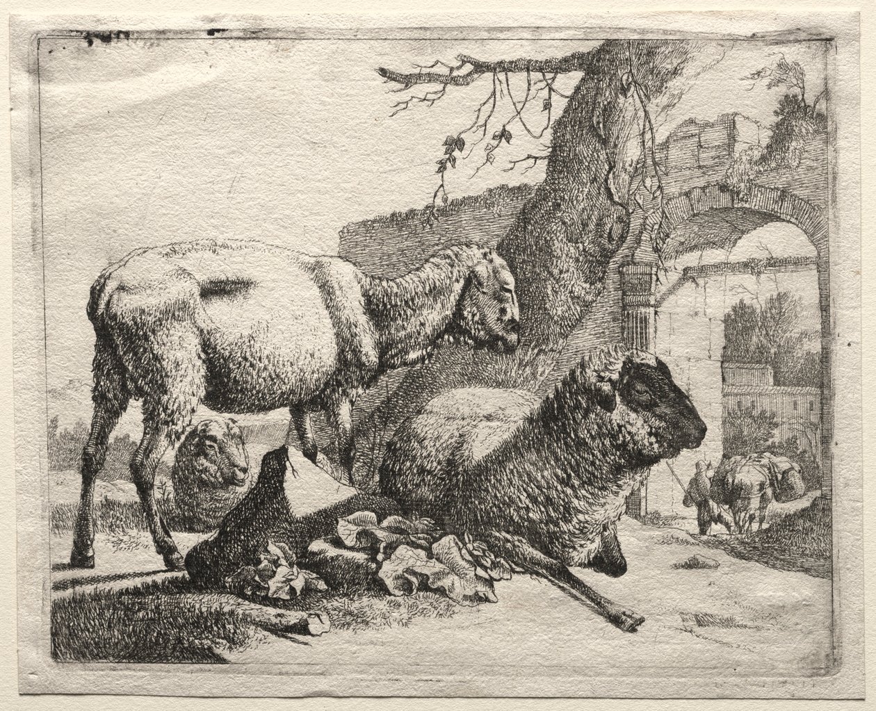 门户下的穆勒特（Muleteer），1665年。 作者 约翰·海因里希·罗斯