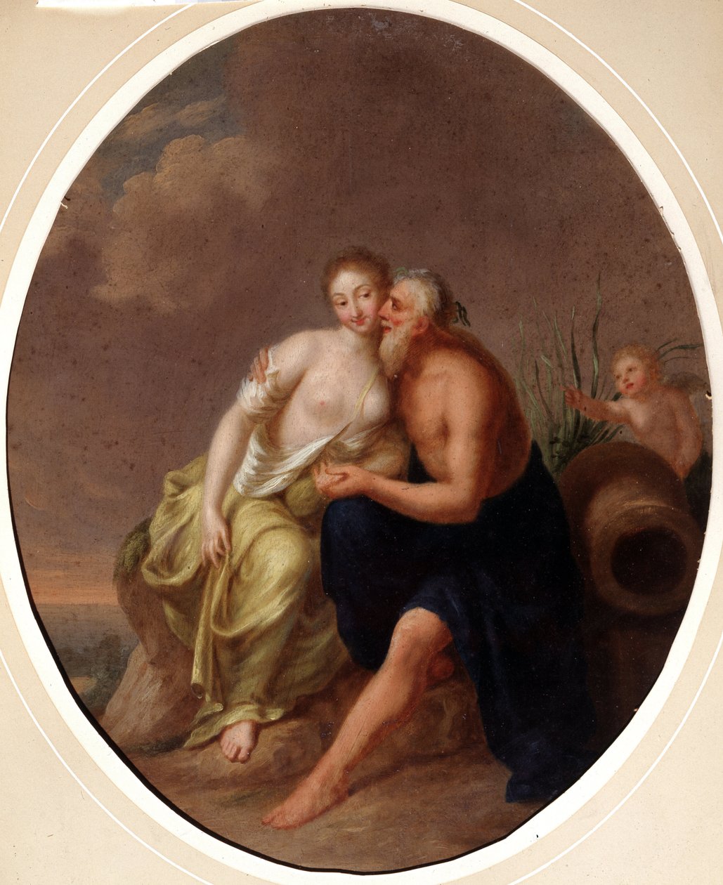河神和仙女。约翰-海因里希-威廉-蒂施贝恩（Johann Heinrich Wilhelm Tischbein，1751-1829 年）（又名歌德-蒂施贝恩或歌德-蒂施贝恩）的作品。布面油画 作者 约翰·海因里希·蒂施贝恩（Johann Heinrich Tischbein）