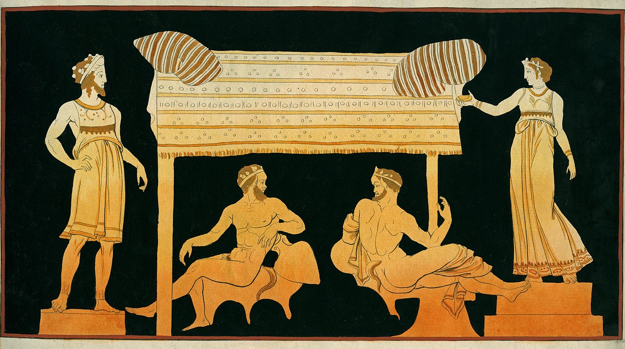 在Dionysus和Demeter，c.1796（铜雕刻）的眼睛下放松的萨特 作者 约翰·海因里希·威廉·蒂施贝因