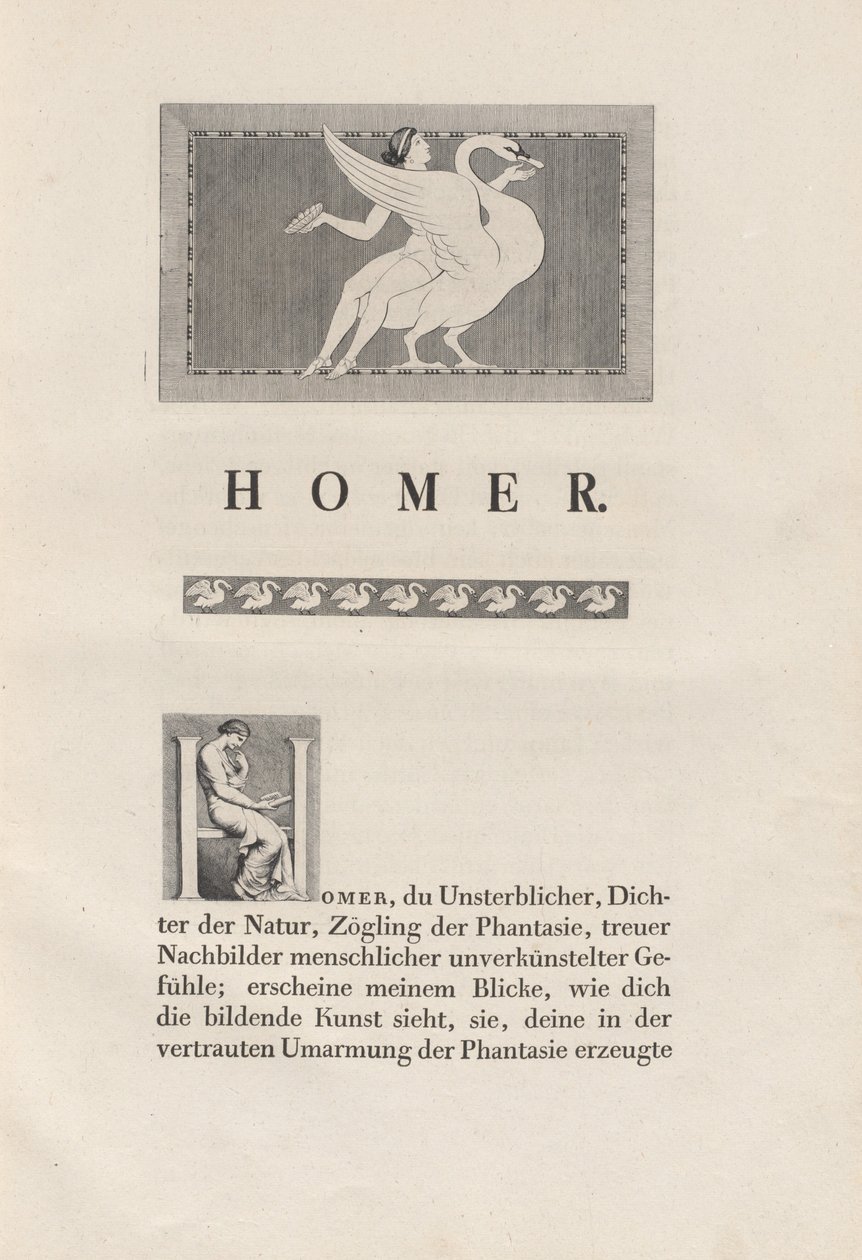 荷马从古物中汲取营养 作者 Johann Heinrich Wilhelm Tischbein 为作家 Homer 和 Christian Gottlob Heyne