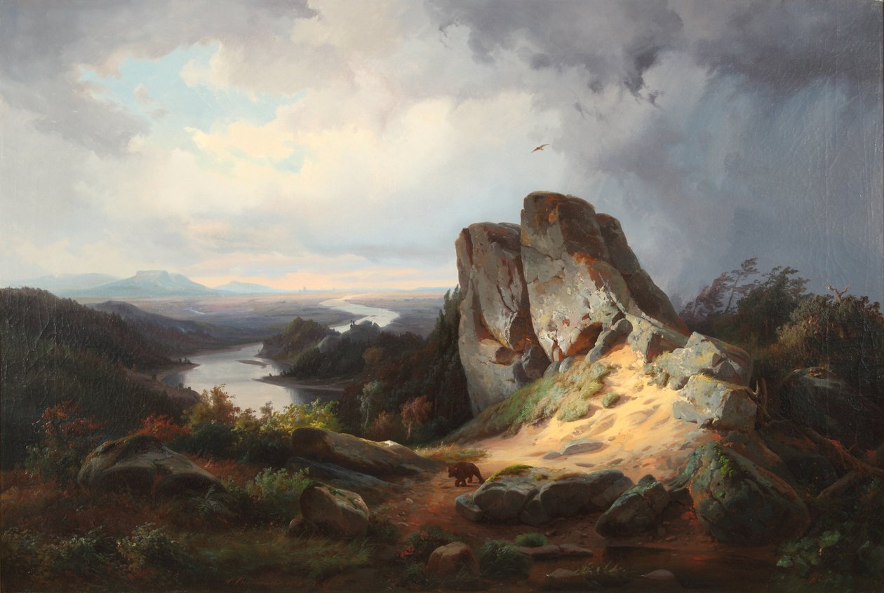 西部风景 1853 年（布面油画） 作者 约翰·赫尔曼·卡尔米恩克