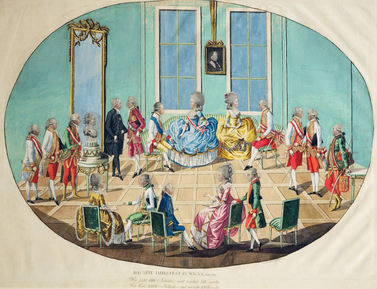 1783年1783年在维也纳举行的新年庆祝活动（铜雕刻与wc） 作者 约翰·希罗尼缪斯·罗申科