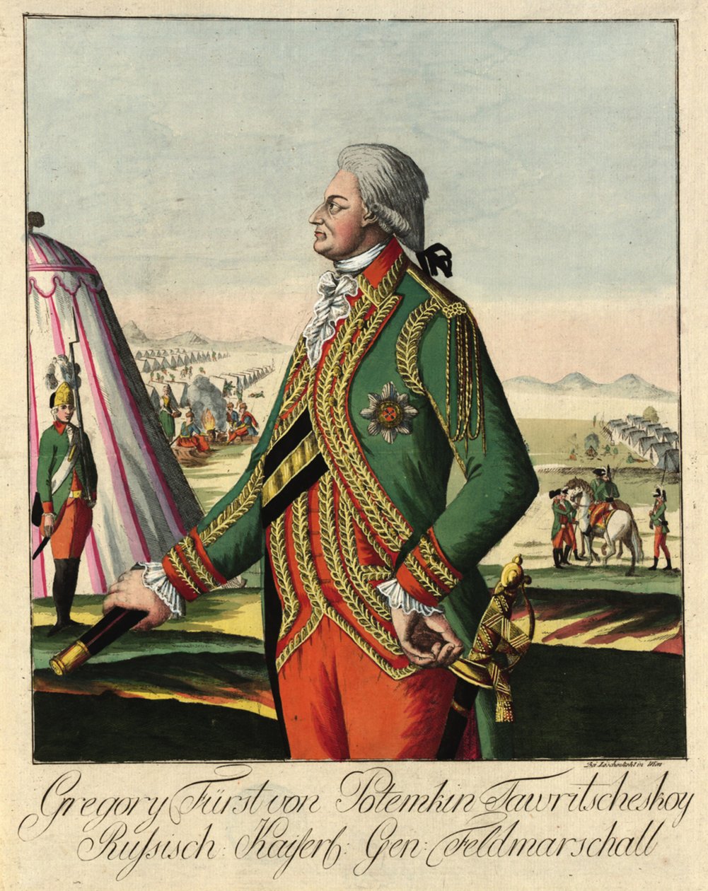 Grigory Alexandrovich Potyomkin王子 1739-1791年，约1790年。 作者 约翰·希罗尼缪斯·罗申科