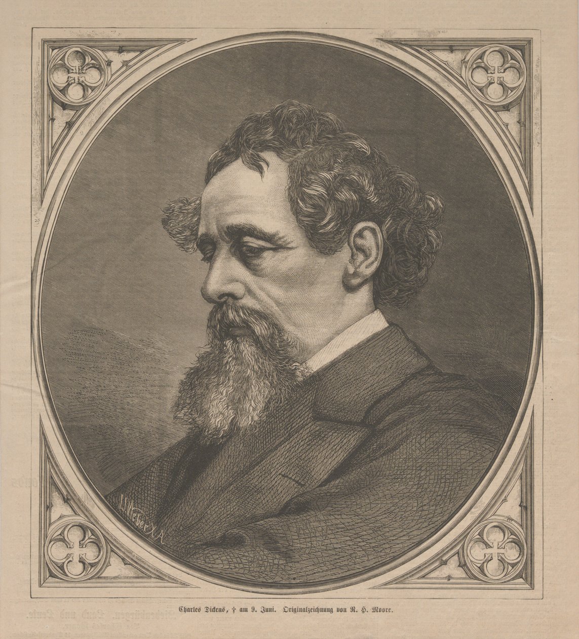 查尔斯-狄更斯的画像，1870年。 作者 约翰·雅各布·韦伯