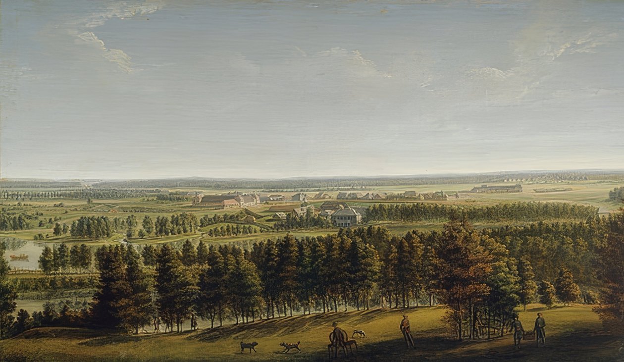 宫殿公园的看法从Gatchina的。 1790年代 作者 约翰·雅各布·梅滕利特（Johann Jakob Mettenleiter）