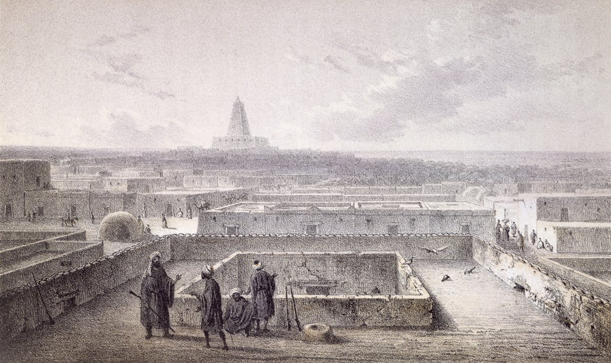 Timbuktoo的北侧，来自Heinrich Barth的“Les Voyages en Afrique”，1857年出版， 作者 约翰·马丁·伯纳兹（Johann Martin Bernatz）