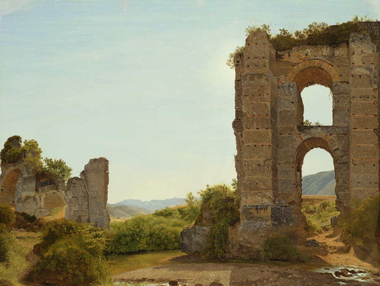 罗马附近的废墟，c.1796（布面油画） 作者 约翰·马丁·冯·罗登