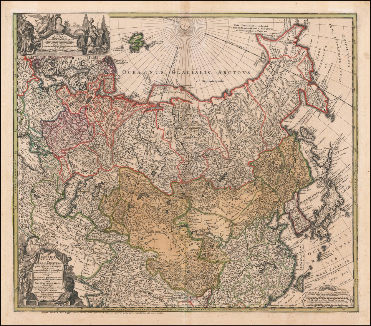 约翰-马蒂亚斯-哈斯绘制的 1739 年俄罗斯和鞑靼地图 作者 约翰马蒂亚斯兔子