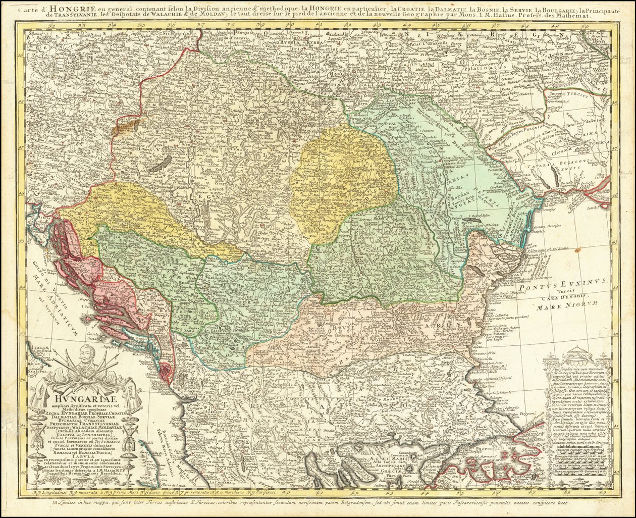 1744 年约翰-马蒂亚斯-哈斯绘制的以匈牙利王国为中心的巴尔干半岛地图 作者 约翰马蒂亚斯兔子