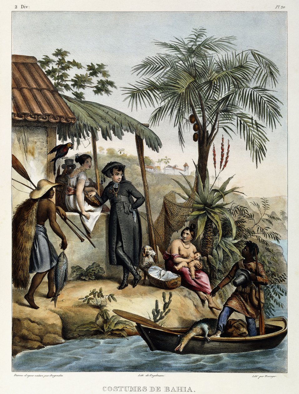 巴伊亚的服装，从“风景如画的巴西之旅”，1835年 作者 约翰·莫里茨·鲁根达斯