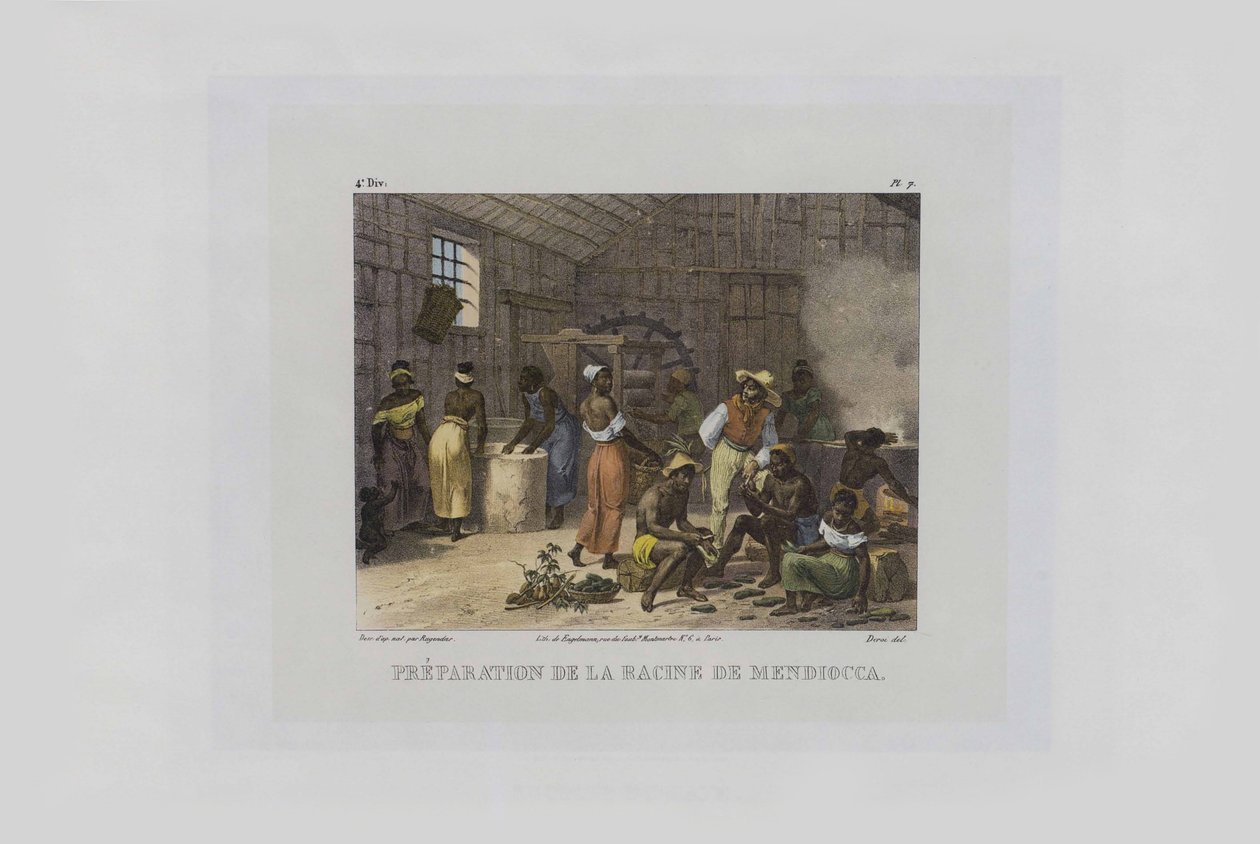 曼地卡根的制备。摘自巴西风景如画的旅程，1830-1835年。 作者 约翰·莫里茨·鲁根达斯