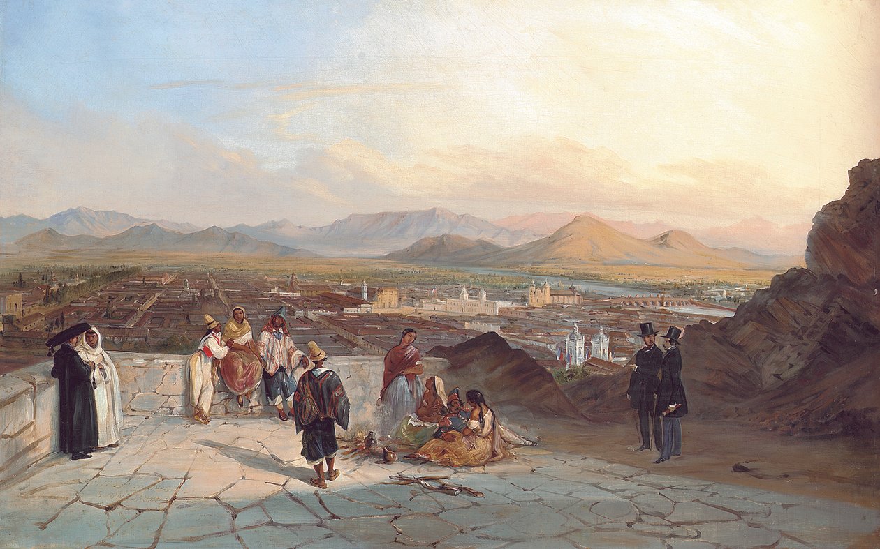 从圣卢西亚山向西看智利圣地亚哥，1841年 作者 约翰·莫里茨·鲁根达斯