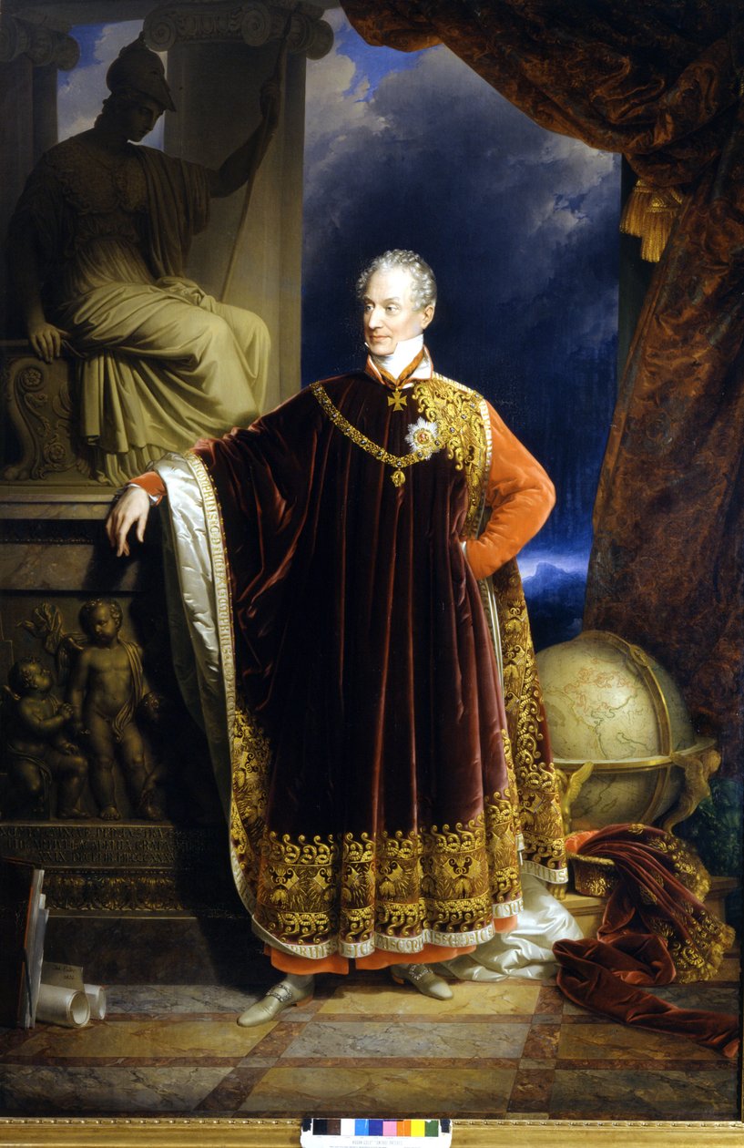 克莱门斯王子 (Clement) 的肖像 温泽尔·洛塔尔·冯·梅特涅 (1773-1859)，奥地利政治家和外交官，由 J.N.Ender 绘制 作者 约翰·内波穆克·恩德