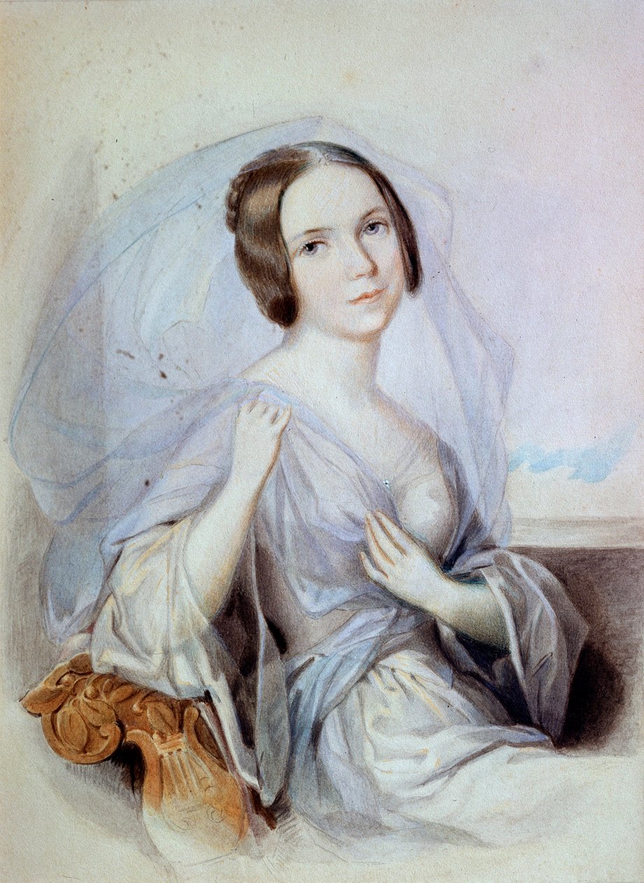 歌手Henriette Gertrude Sontag的肖像，十九世纪 作者 约翰·内波穆克·恩德