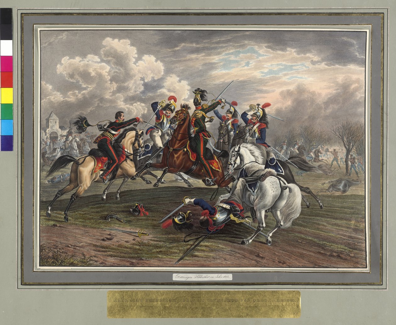 Frederic Dittmayer 于 1814 年 2 月 17 日在 Villeneuve 营救被俘虏的法国骑兵团特拉赫男爵上校军士 作者 约翰·内波穆克（Johann Nepomuk Hoechle）