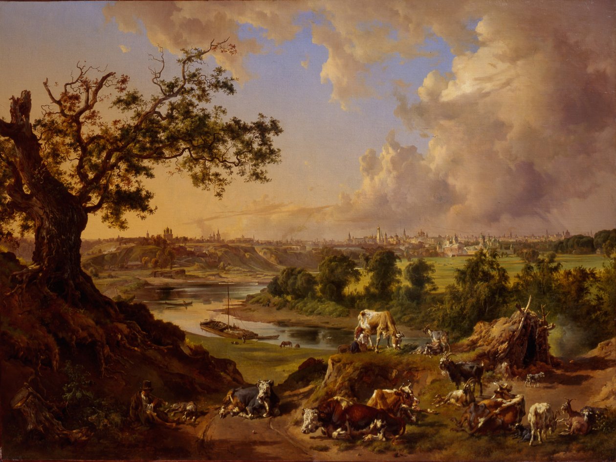 从麻雀山看莫斯科，1837年 作者 约翰·内波穆克（Johann Nepomuk Rauch）
