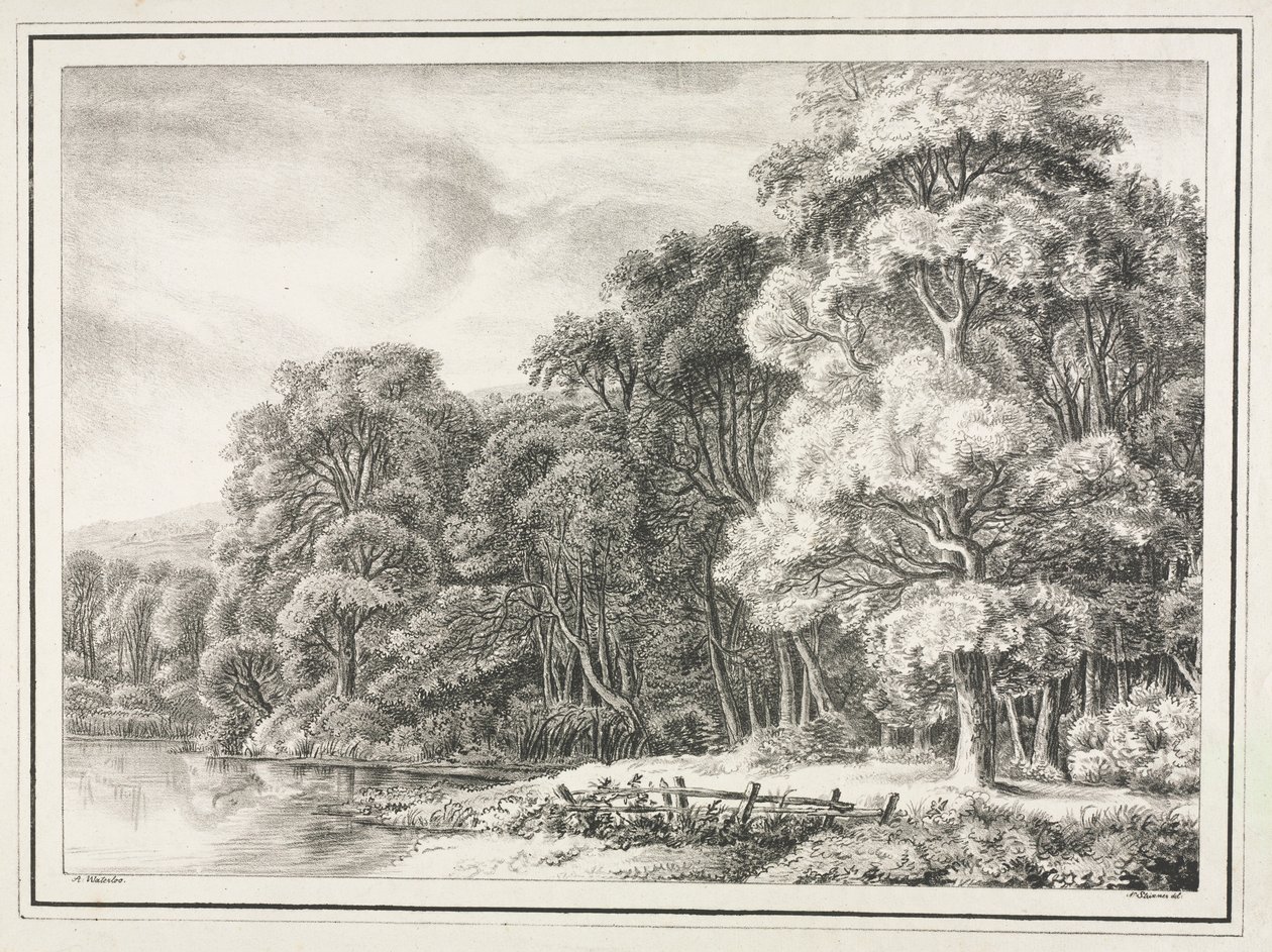带湖的林地风景，1811-1816年。 作者 约翰·内波穆克·斯特里克斯纳
