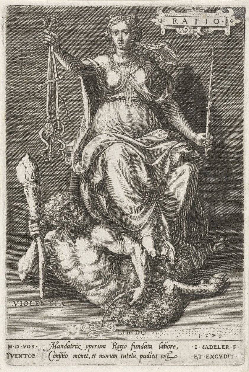理性（Ratio）战胜暴力（Violentia）
比率（物体上的标题）
美德战胜恶习（系列标题） 作者 约翰·萨德勒（一）