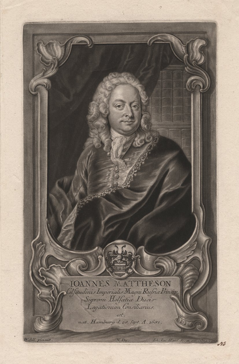 Johann Mattheson，约翰雅各布海德（1704-67），1744年（mezzotint） 作者 约翰·所罗门·瓦尔