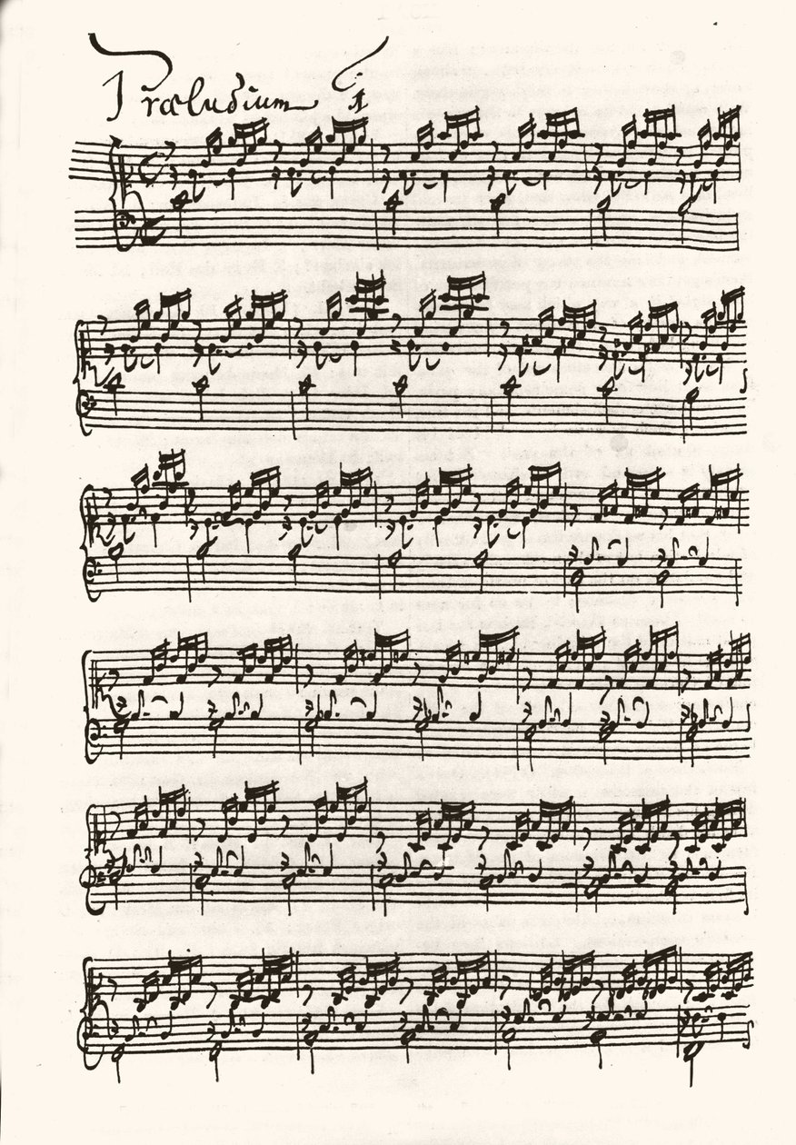 让-塞巴斯蒂安-巴赫（Johann Sebastian Bach）的乐谱页。 作者 约翰·塞巴斯蒂安·巴赫（Johann Sebastian Bach）