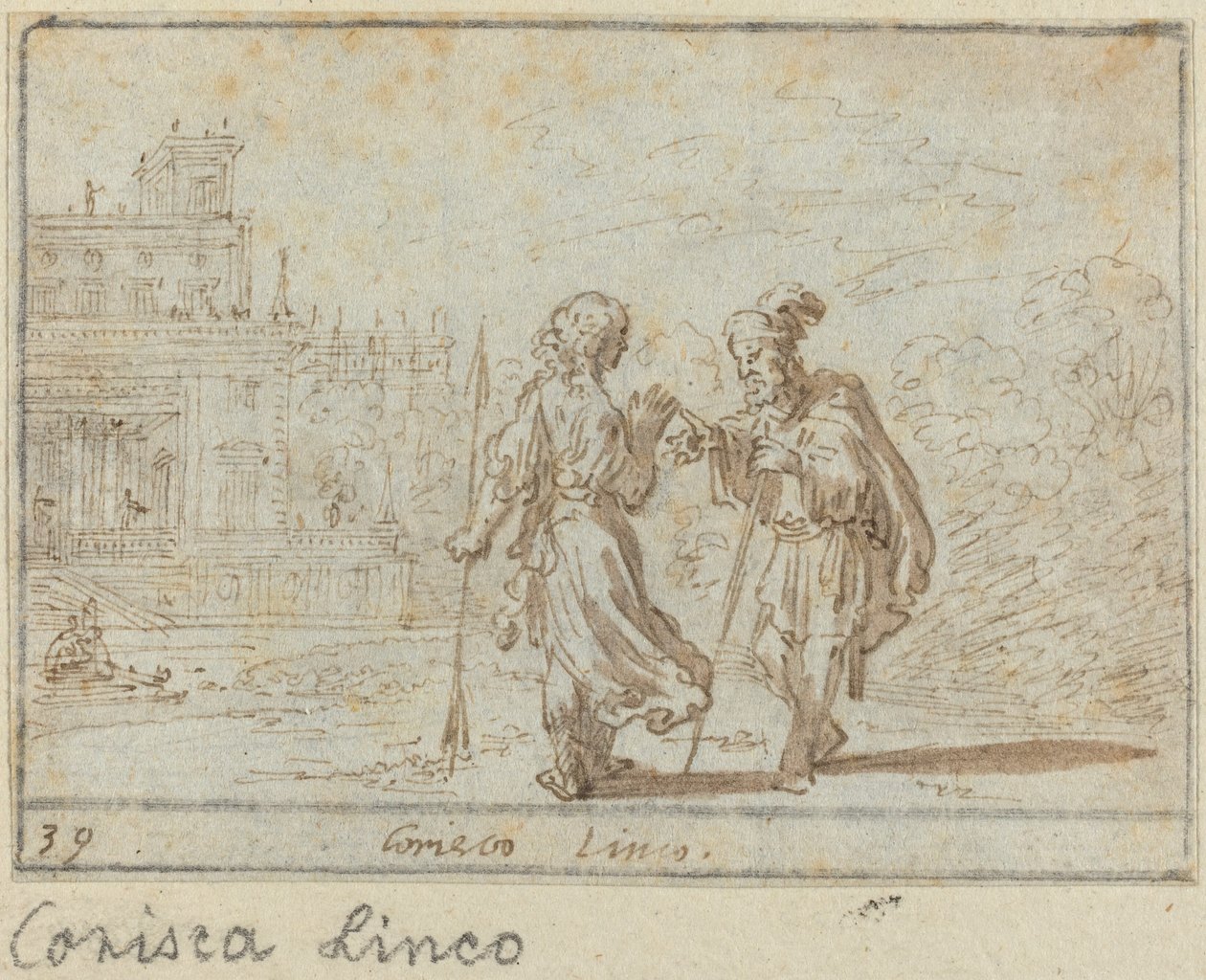 Corisca和Linco，1640年。 作者 约翰·威廉·鲍尔（Johann Wilhelm Baur）