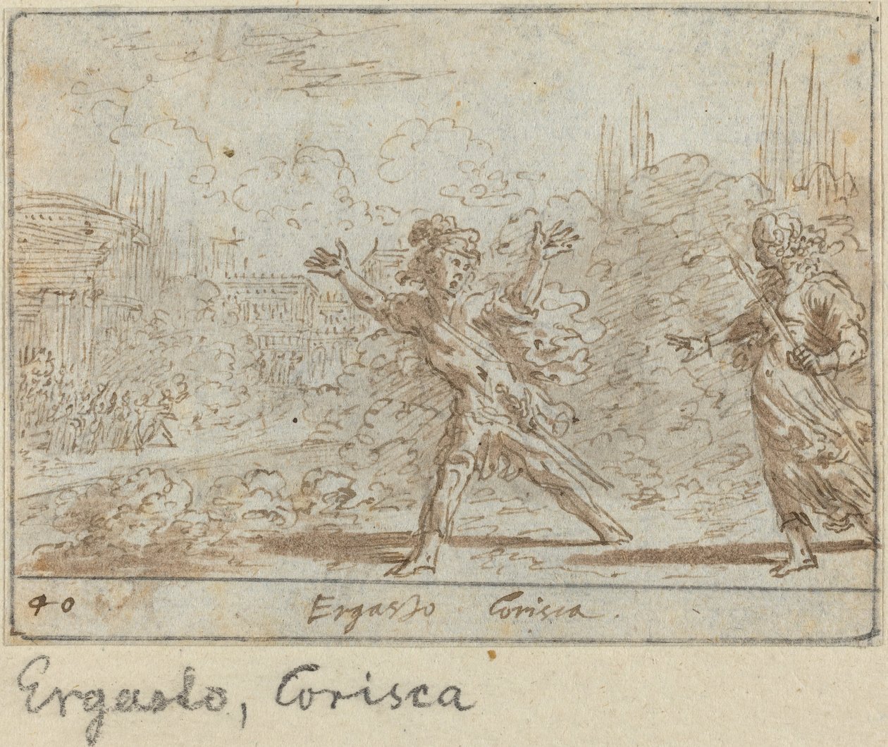 Ergasto和Corisca，1640年。 作者 约翰·威廉·鲍尔（Johann Wilhelm Baur）