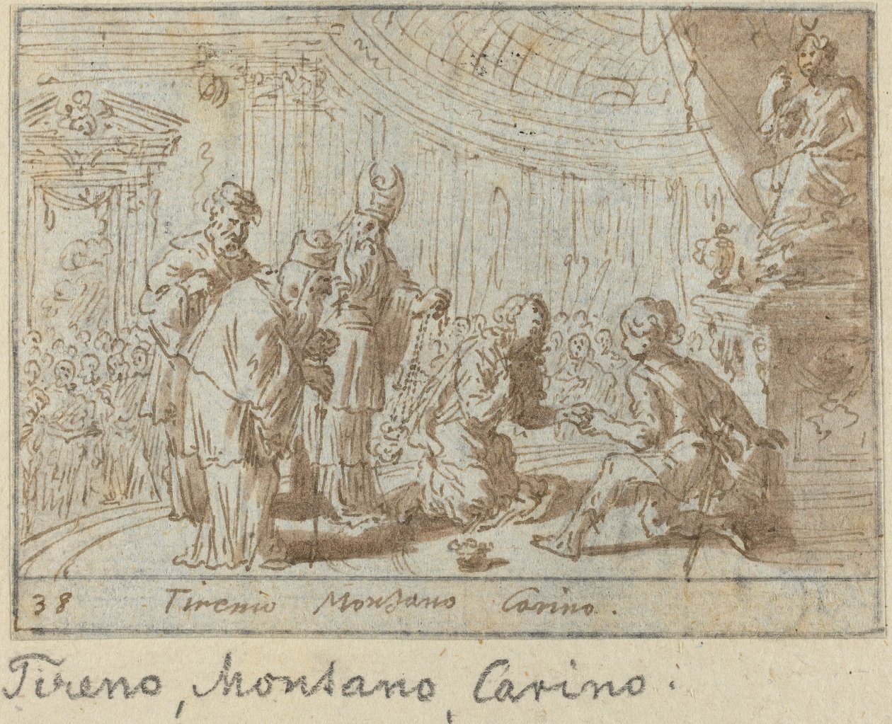 Tirenio, Montano and Carino, 1640. 作者 约翰·威廉·鲍尔（Johann Wilhelm Baur）