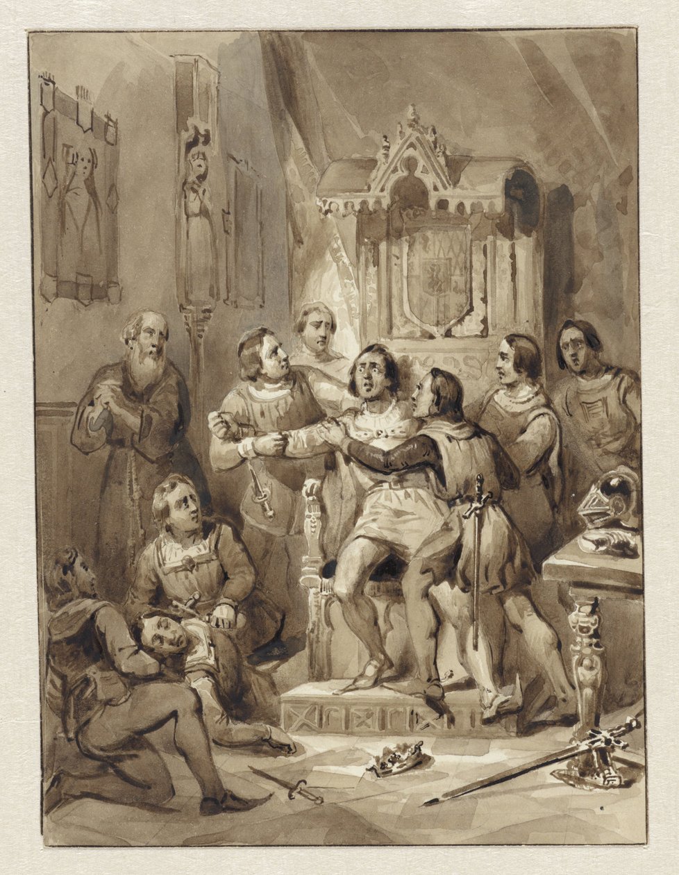 威廉五世伯爵疯了，杀死了格里特-范瓦廷根（Gerrit van Wateringen），1357 年 作者 约翰·威廉·凯撒（一）