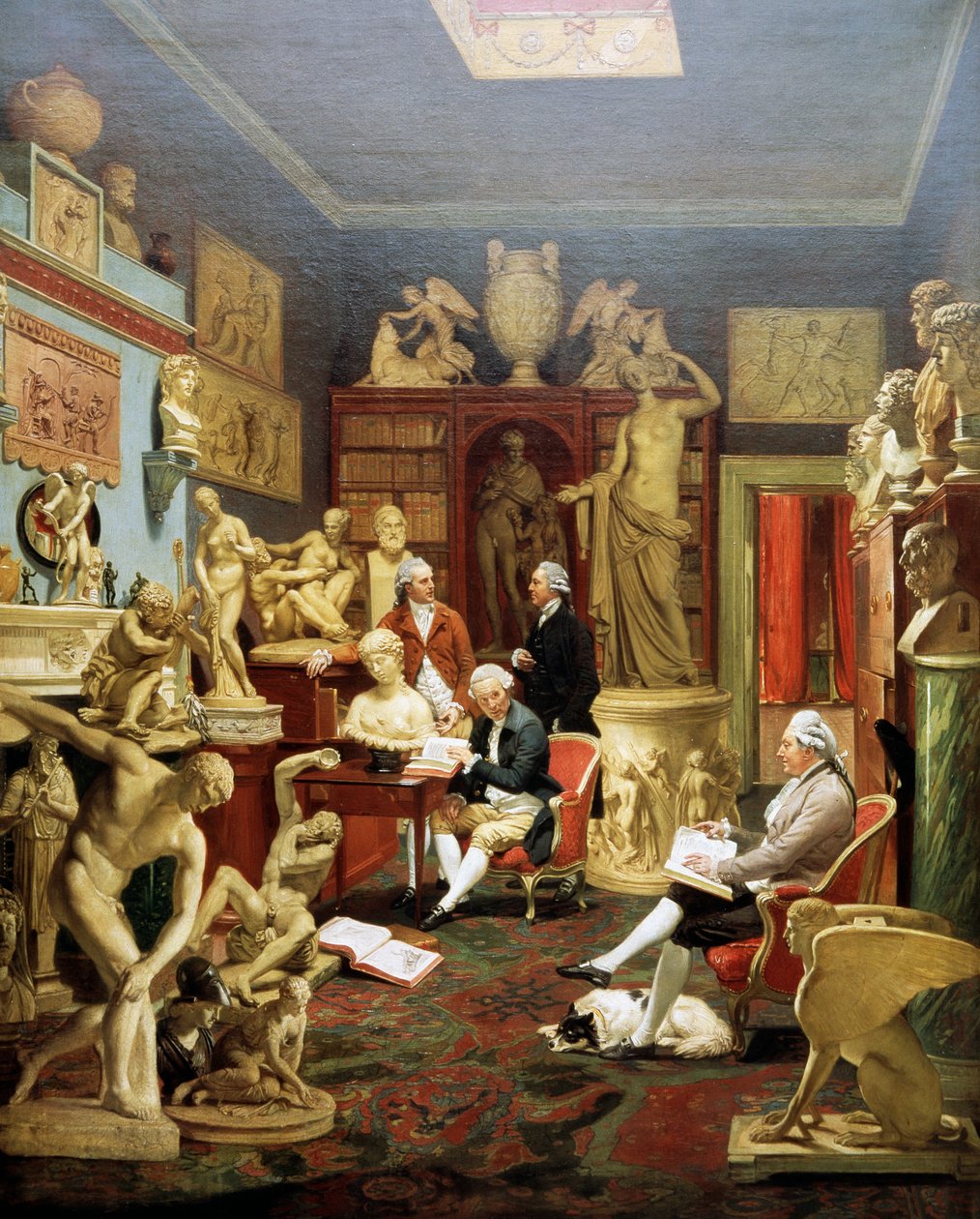 查尔斯-汤利在他的雕塑画廊，公园街，伦敦 1782年，约翰-佐法尼（1733-1810）的画作，布面油画 作者 约翰·佐法尼（Johann Zoffany）