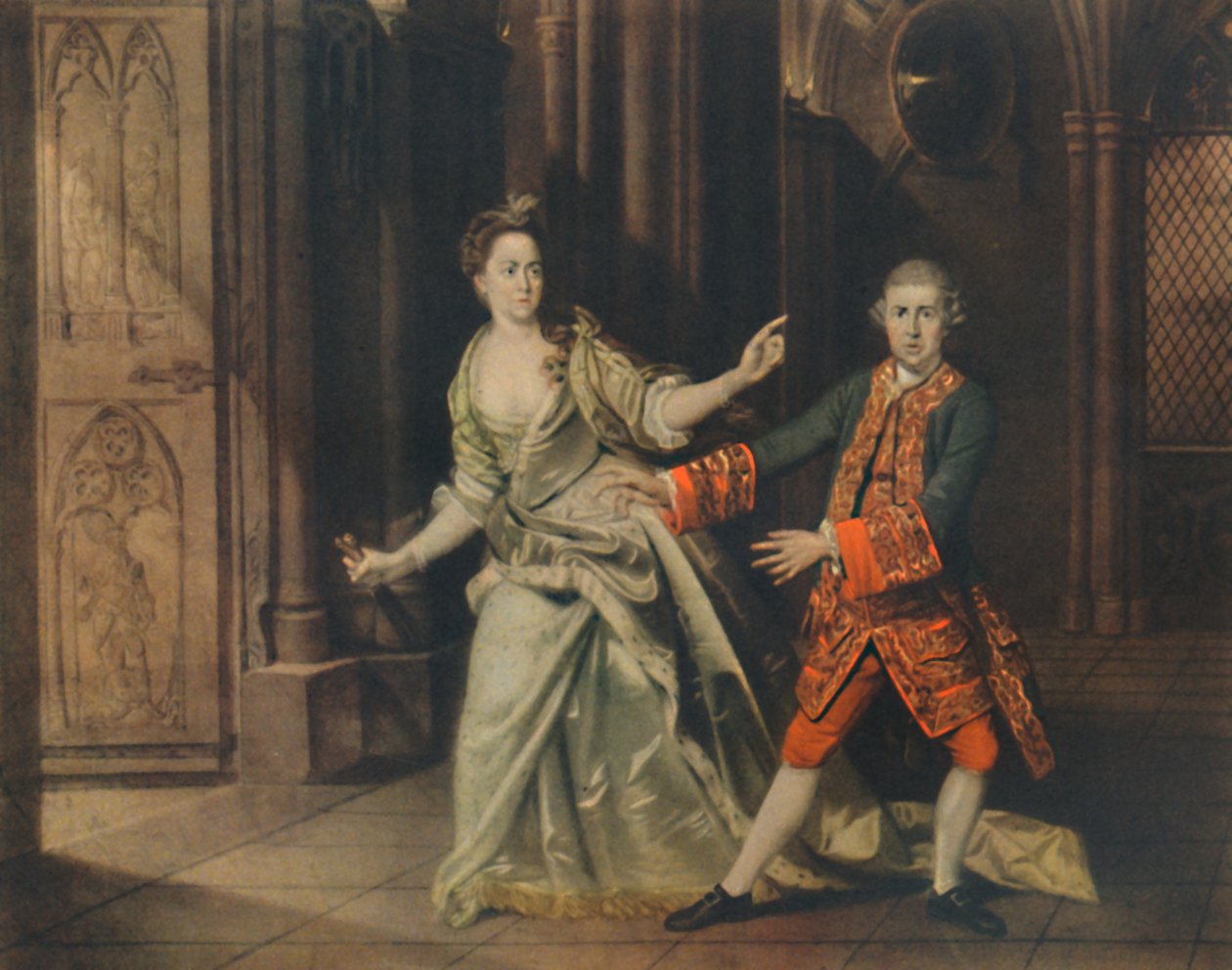 大卫·加里克（David Garrick）和普里查德（Pritchard）夫人饰演麦克白（Macbeth）和麦克白夫人（Lady Macbeth），1768年，1948年。 作者 约翰·约瑟夫·佐凡尼