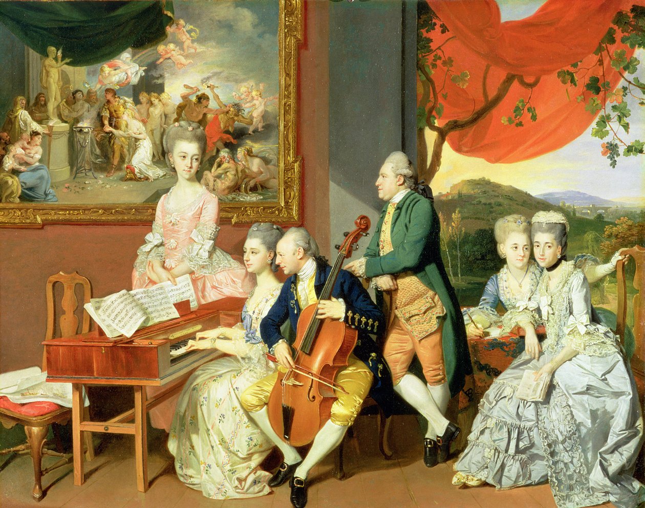 乔治，第三任伯爵·考珀，与查尔斯·戈尔一家，约1775年（布面油画） 作者 约翰·佐法尼（Johann Zoffany）