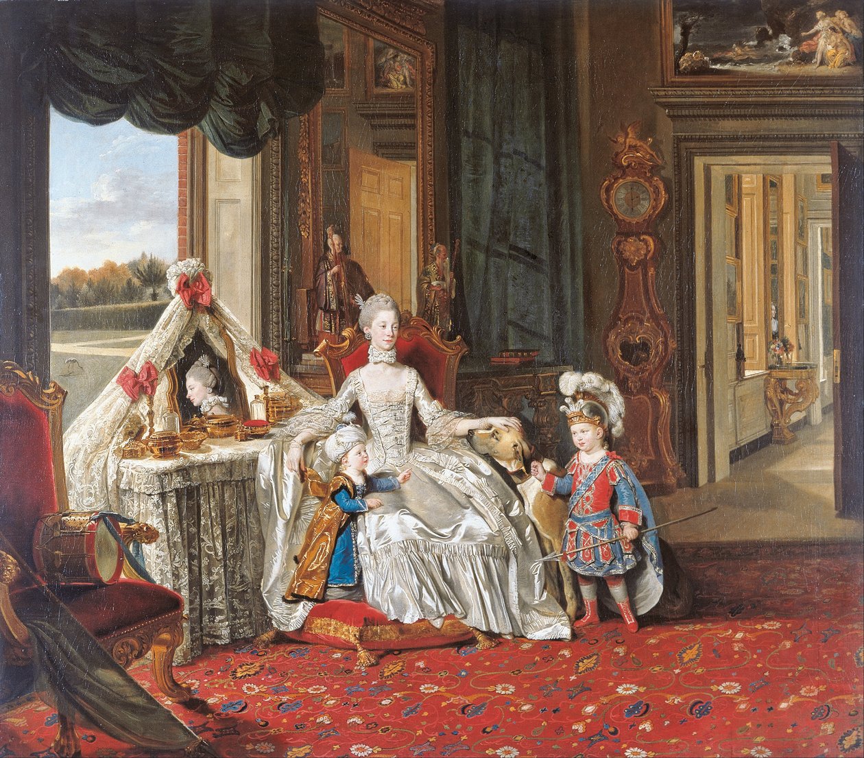 夏洛特女王（1744-1818 年）与她的两个长子 作者 约翰·佐法尼（Johann Zoffany）