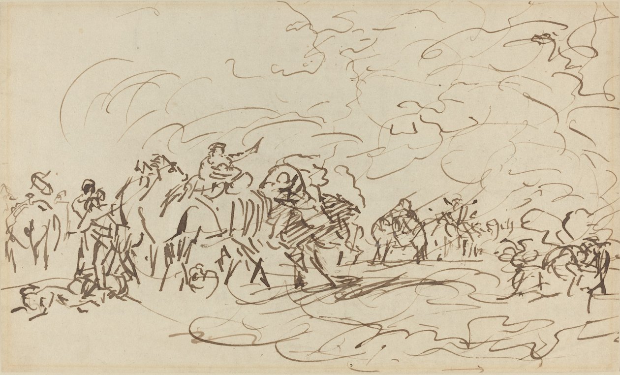 沙漠中的沙暴超过了一个商队 作者 约翰·佐法尼（Johann Zoffany）