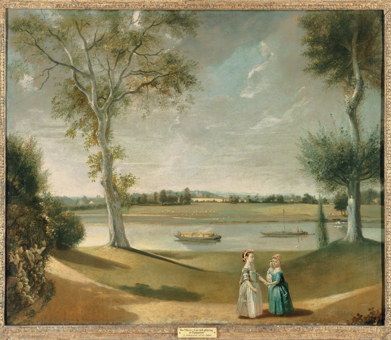 泰晤士河畔的泰晤士河畔的加里斯小姐（The Misses Garrick），1762年 作者 约翰·约瑟夫·佐凡尼