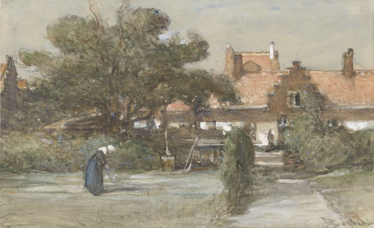 海牙 Paviljoensgracht 的 Heilige Geesthofje 庭院 作者 约翰内斯·博斯布姆