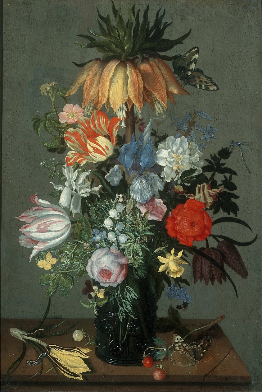 《与王室御用的花卉静物》，1626年 作者 约翰内斯·博沙特（Johannes Bosschaert）