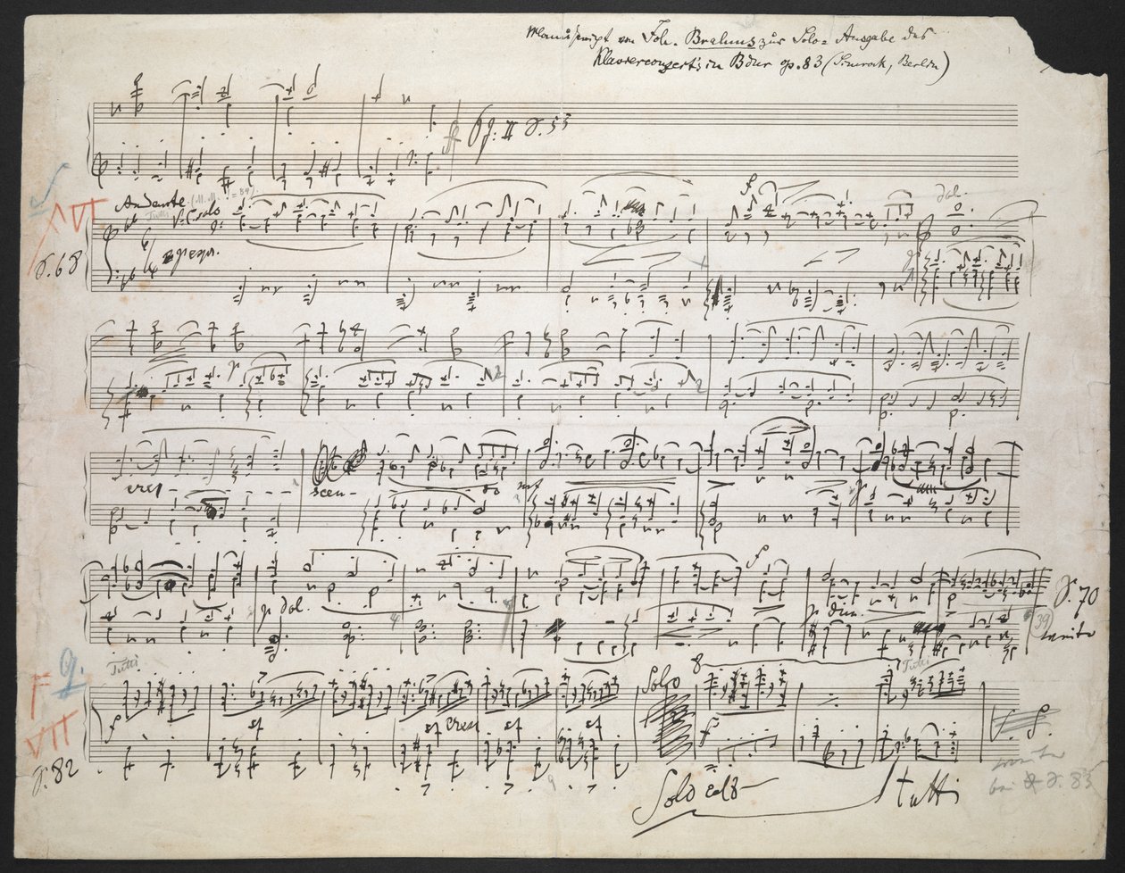 Zweig MS 19 f.1r Piano Concerto no.降 B 调第二钢琴协奏曲，作品 83 作者 约翰内斯·勃拉姆斯